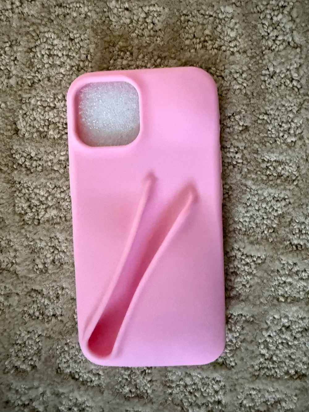 Pink Silicone iPhone 14 Case with lipgloss holder
